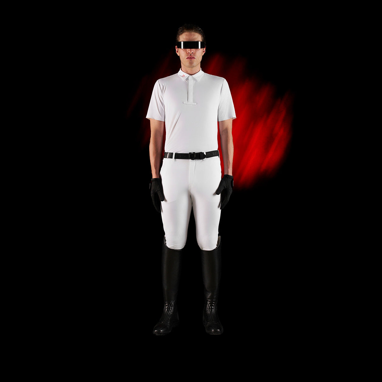 Equestro Equestro Ridertechnology Men's Competition Polo Shirt Long Sleeves And Buttons #colour_white