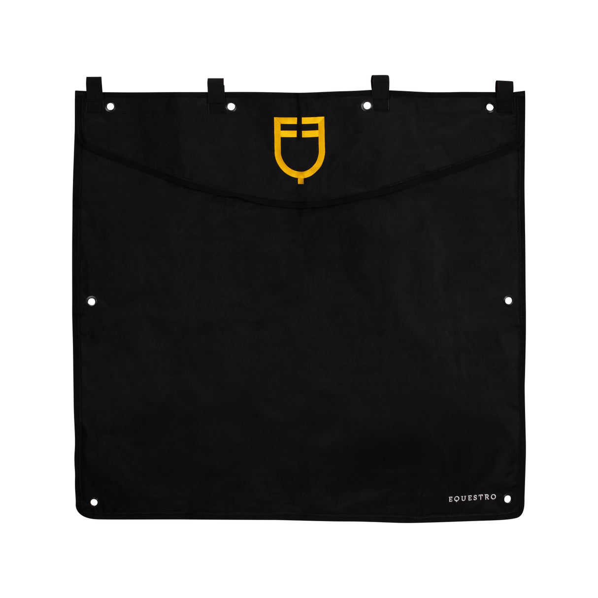 Equestro Short Stable Curtain With Embroidered Logo #colour_black
