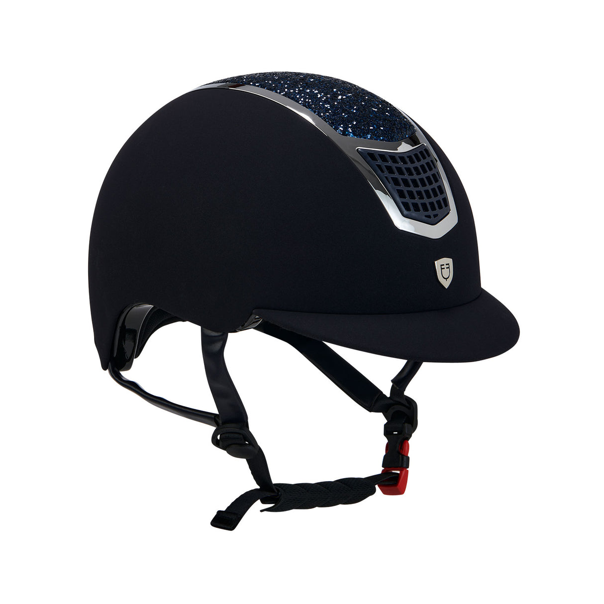 Equestro Ultra-Light Velvet Helmet With Rhinestones #colour_blue