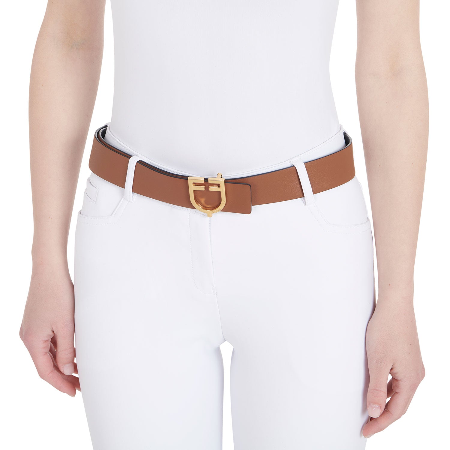 Equestro Double Face Smooth Leather Belt #colour_black-brown-gold