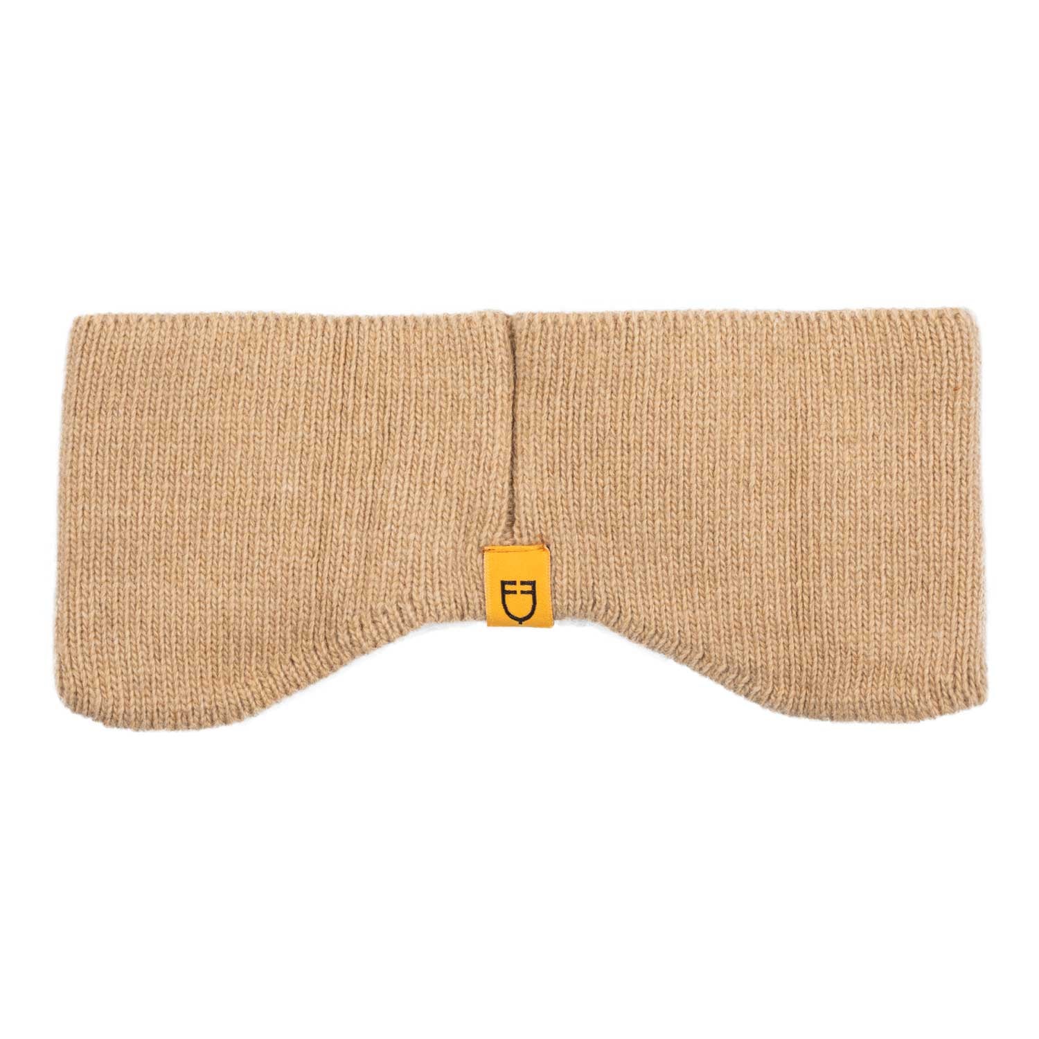 Equestro Unisex Ribbed Wool Earmuff Headband With Logo #colour_beige