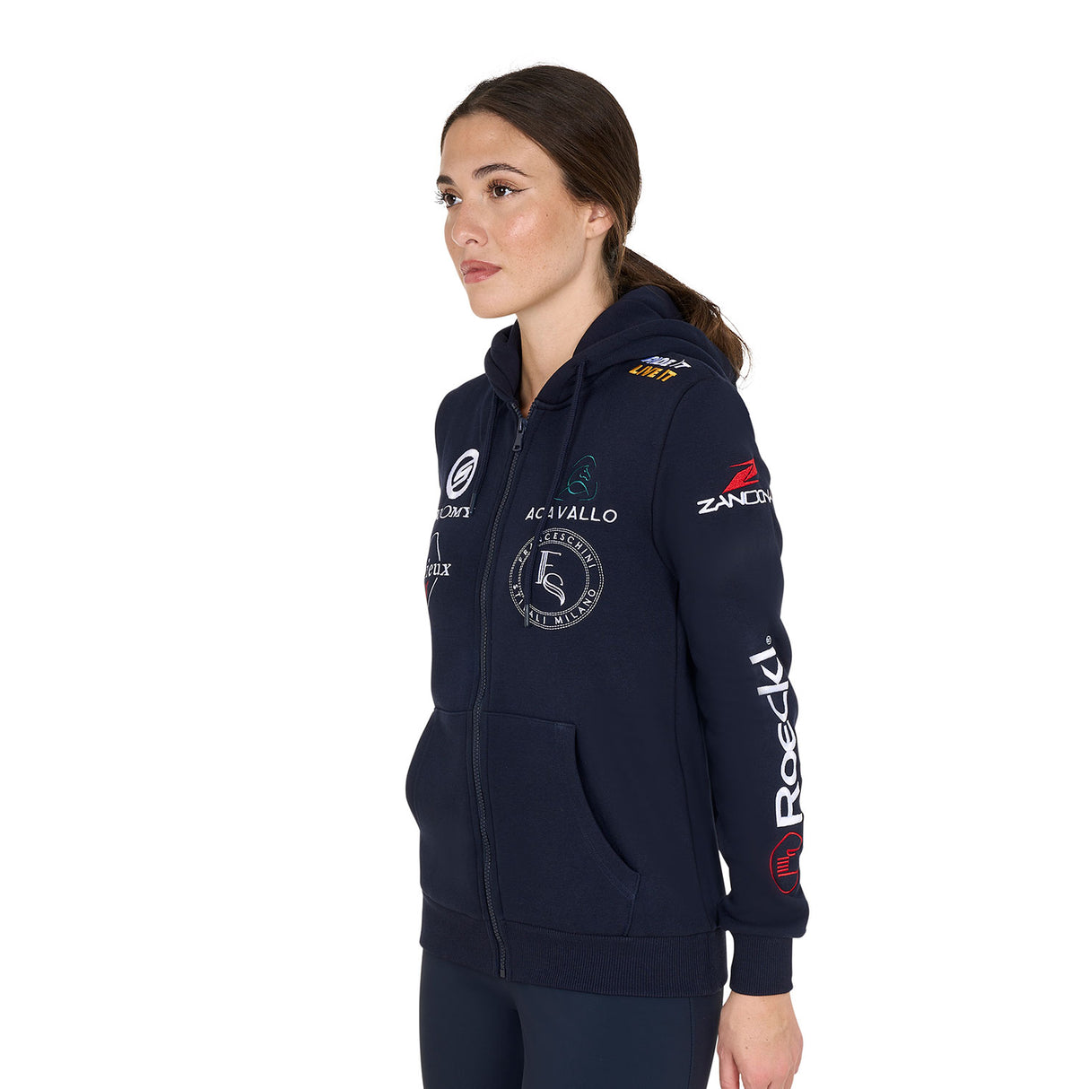 Equestro Women's 2024 Design Multi-Logo Hoodie #colour_blue