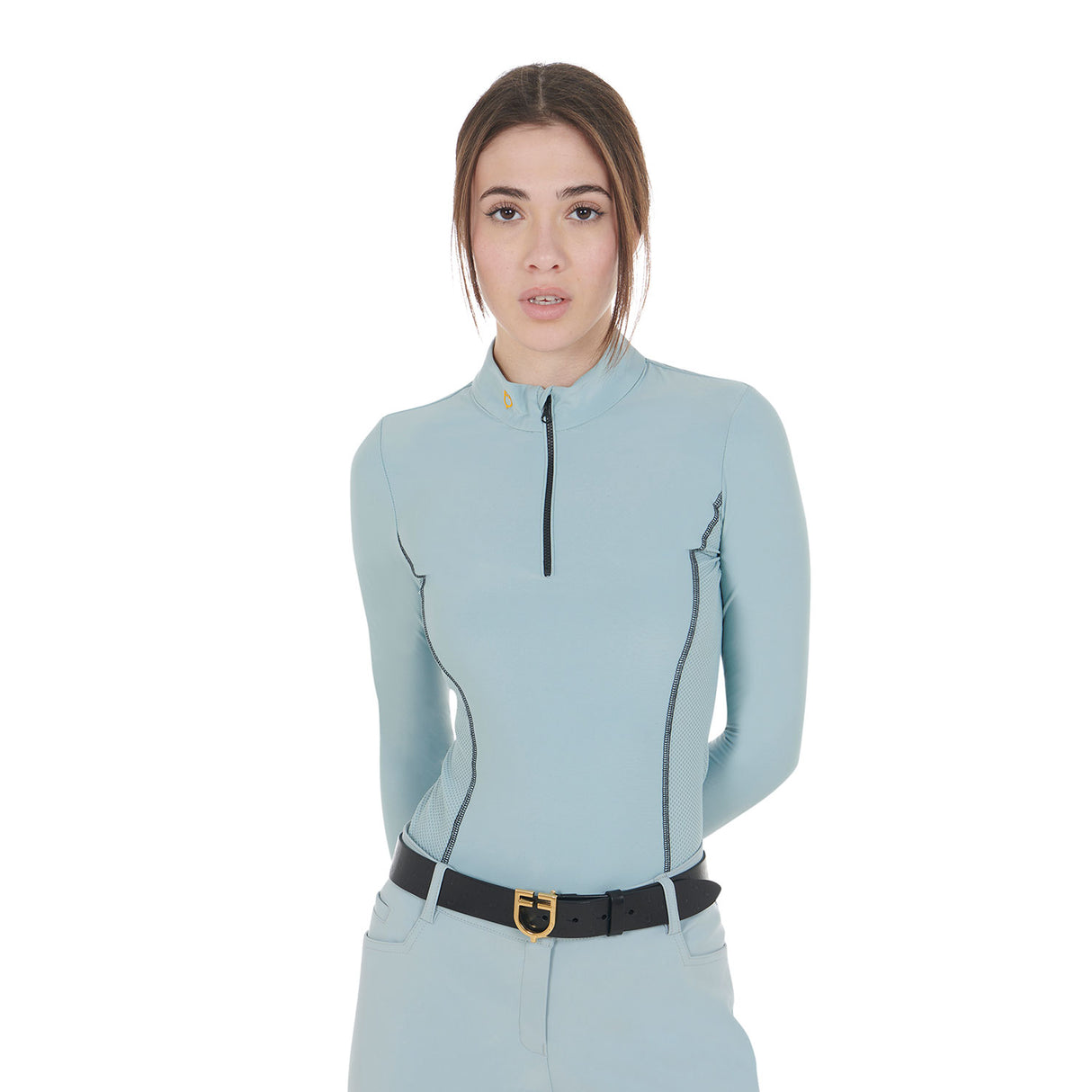 Equestro Women's Long-Sleeved Training Technical Polo Shirt