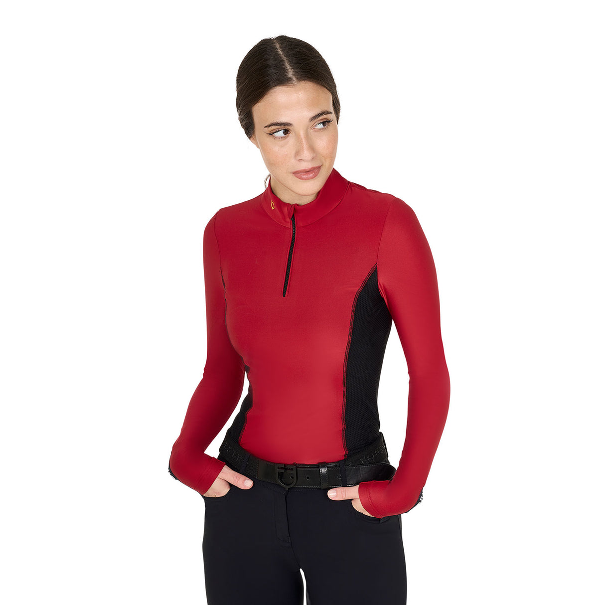 Equestro Women's Long-Sleeved Training Technical Polo Shirt