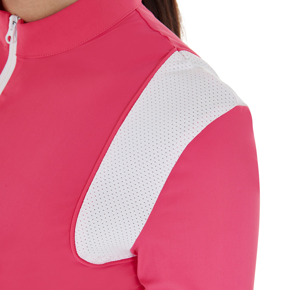 Equestro Women's Slim Fit Training Polo Shirt with Mesh Inserts #colour_fucsia