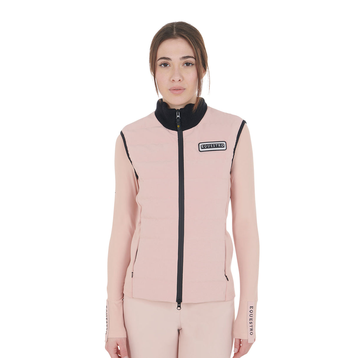 Equestro Women's Technical Blend Zippered Vest #colour_pink
