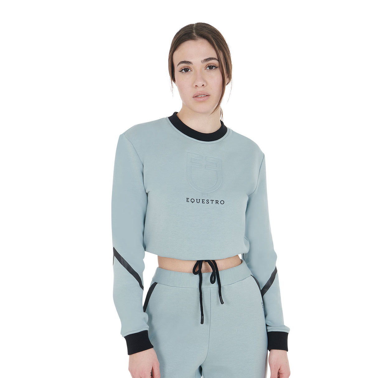 Equestro Women's Cropped Crewneck Sweatshirt #colour_grey