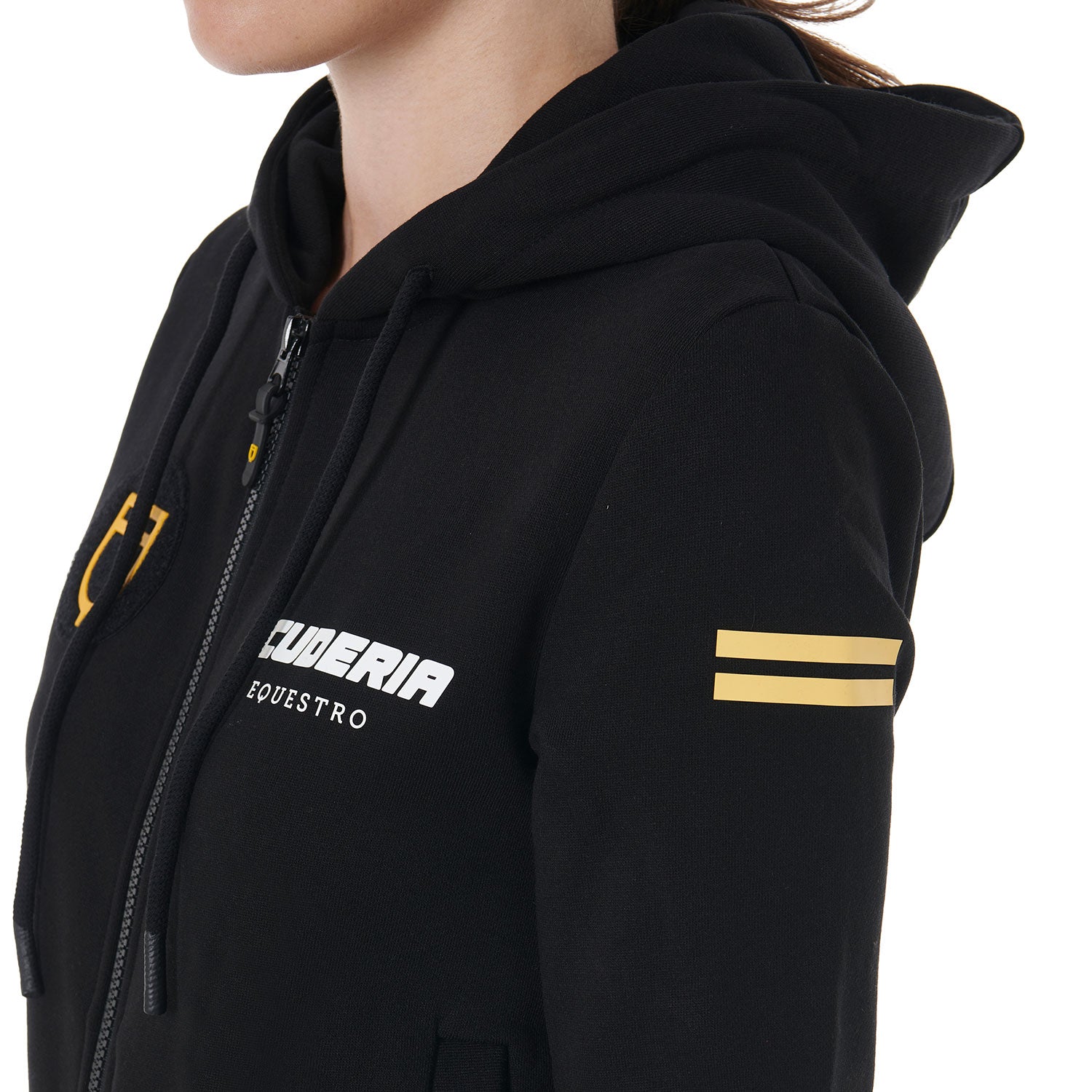 Equestro Scuderia Equestro Women's Hooded Sweatshirt Fleece #colour_black