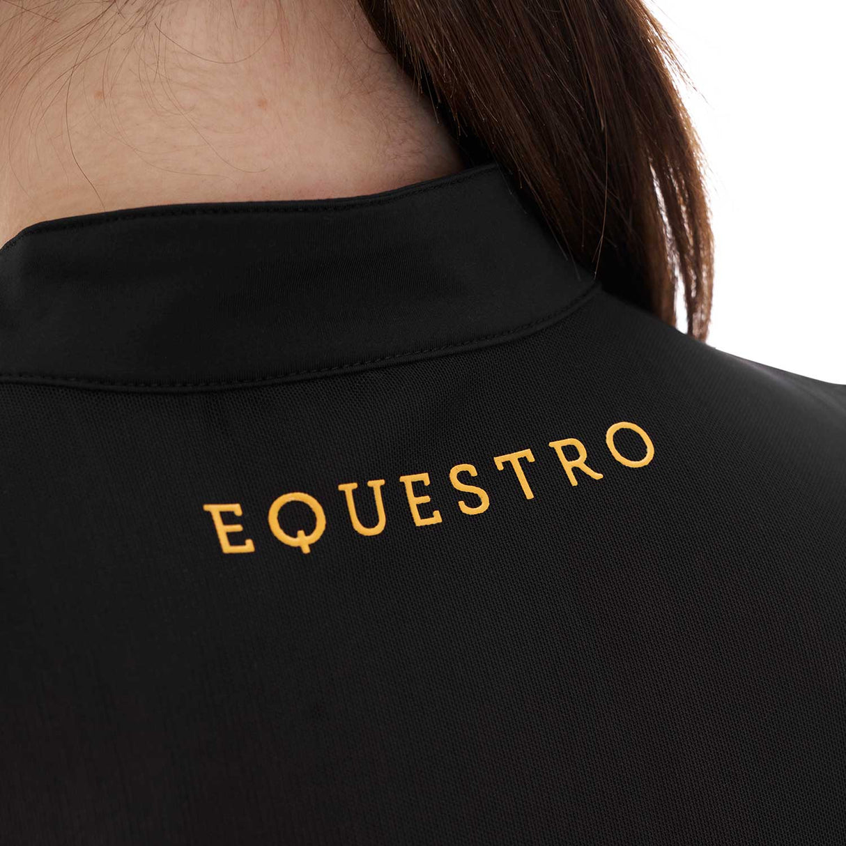 Equestro Women's Training Polo Shirt With Mesh Inserts #colour_black