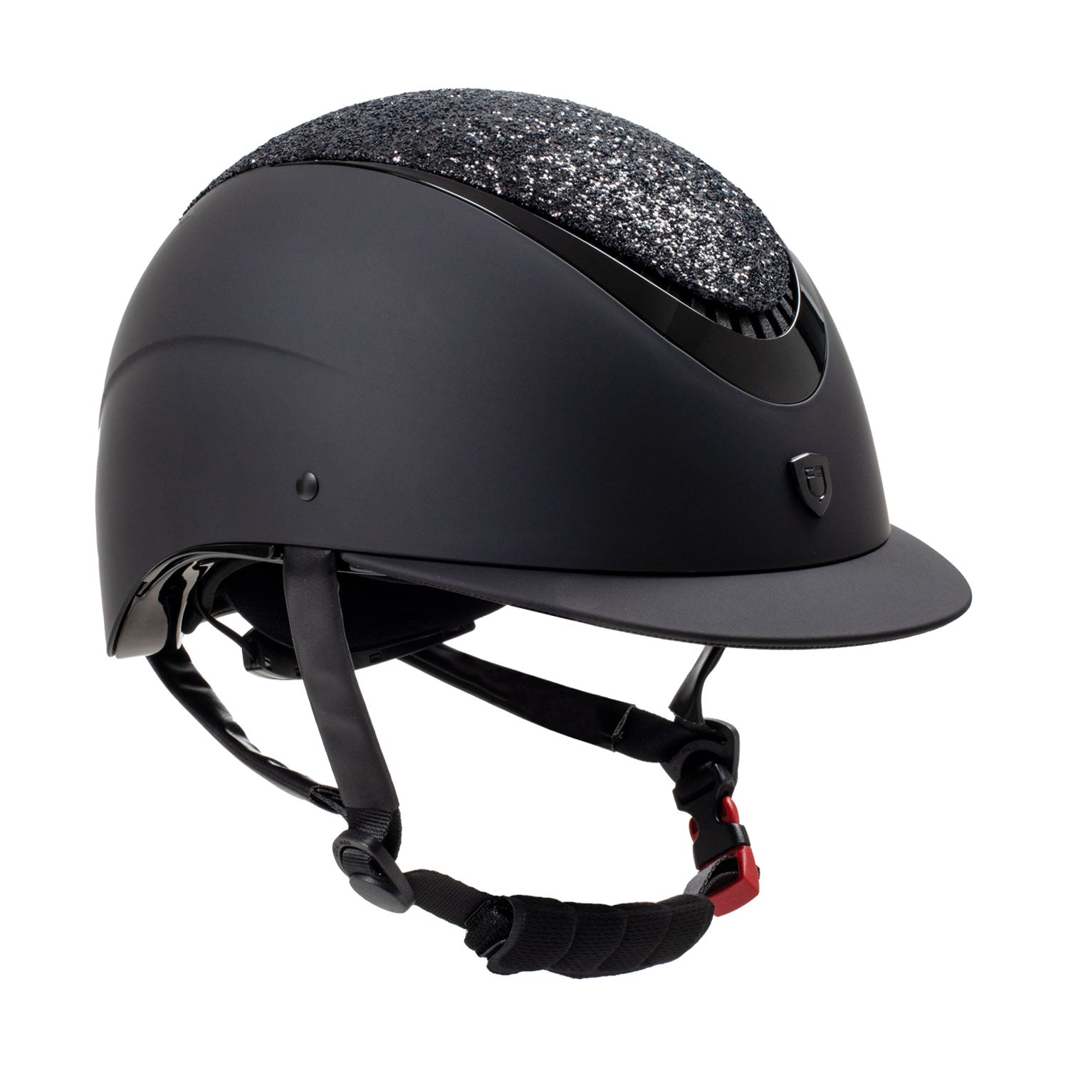 Equestro Narrow Visor Helmet With Rhinestones En 1384-2023 Homologation #colour_black