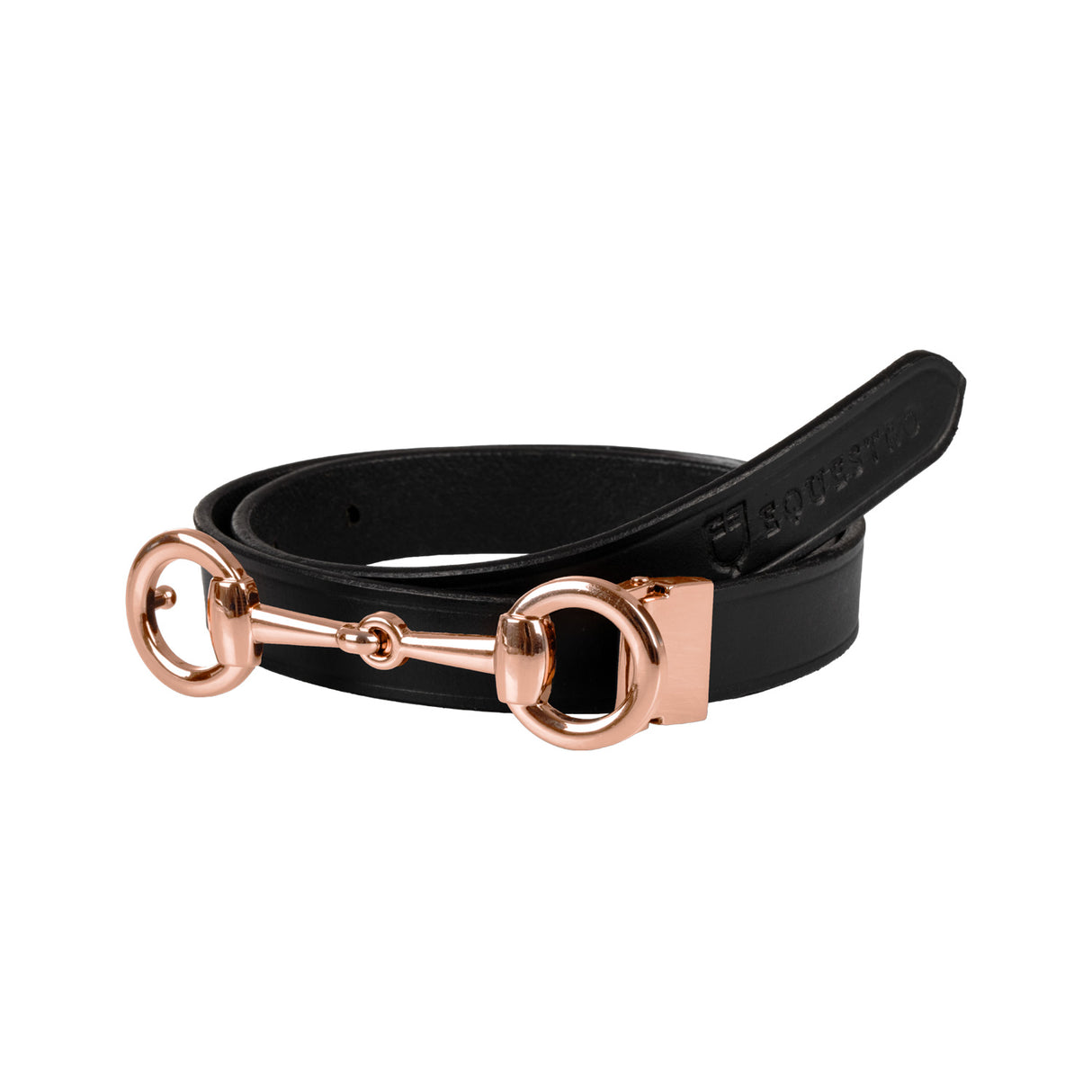 Equestro Women's Belt Snaffle Bit Buckle #colour_black-gold