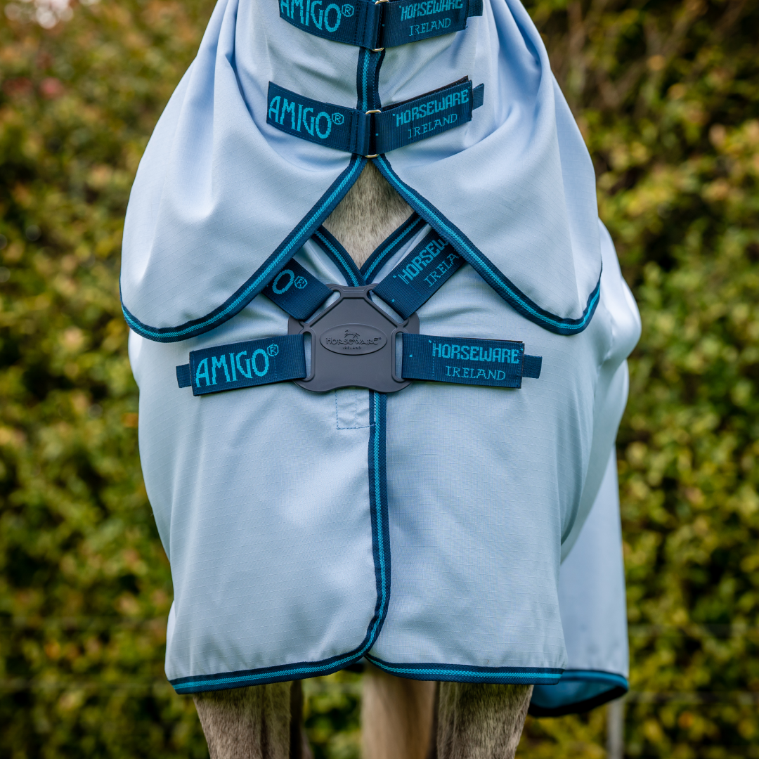 Horseware Ireland Amigo Ripstop Hoody #colour_azure-blue-navy-electric-blue