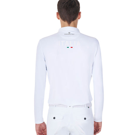 Equestro Men's Long-Sleeved Competition Polo Shirt Equestro X Fise #colour_white