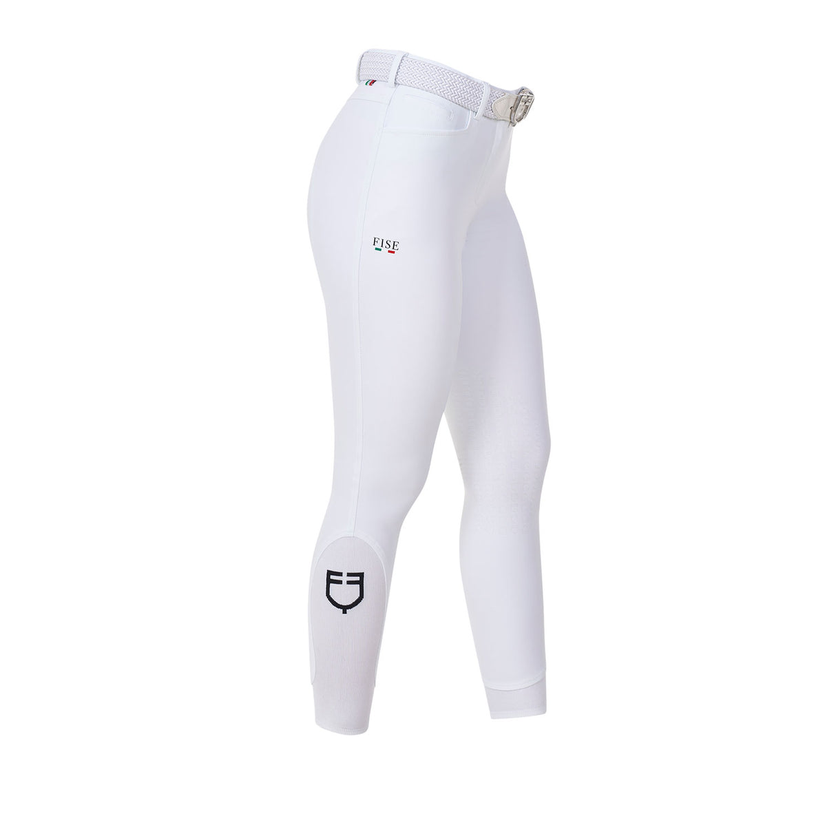 Equestro Women's Knee Grip Breeches Equestro X Fise #colour_white
