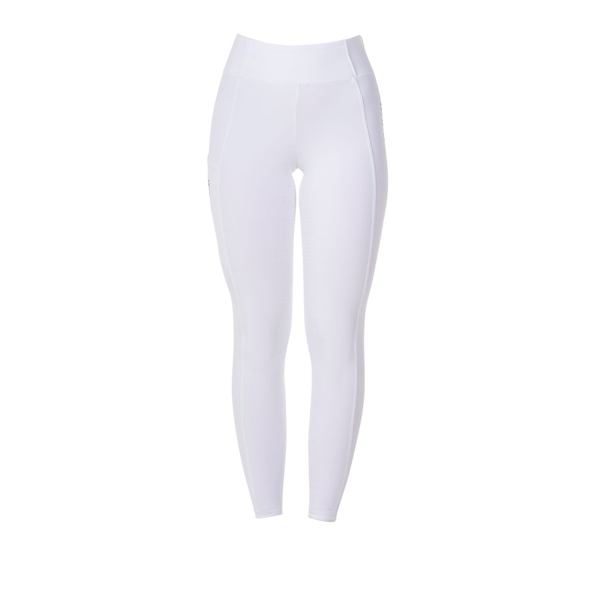 Equestro Women's Slim Fit Full Grip Leggings Equestro X Fise #colour_white
