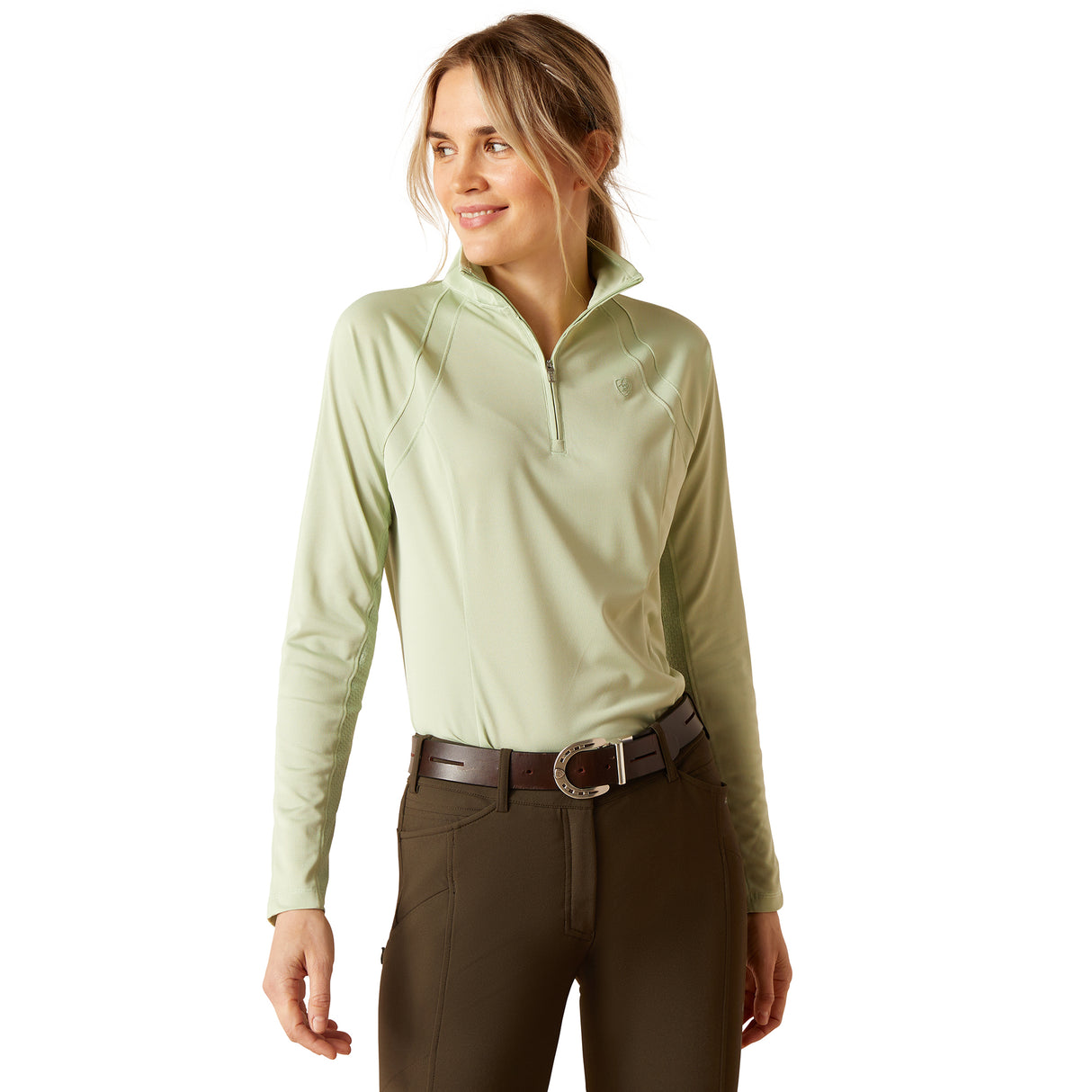 Ariat Women's Sunstopper 3.0 1/4 Zip Baselayer #colour_laurel-green