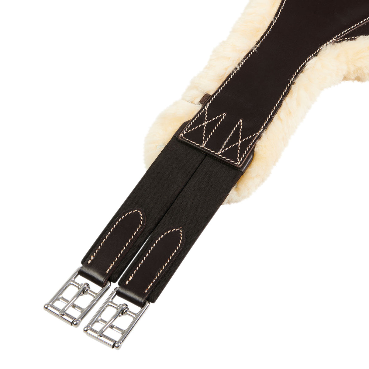 Equestro Jumping Girth With Belly Guard For English Saddle #colour_brown