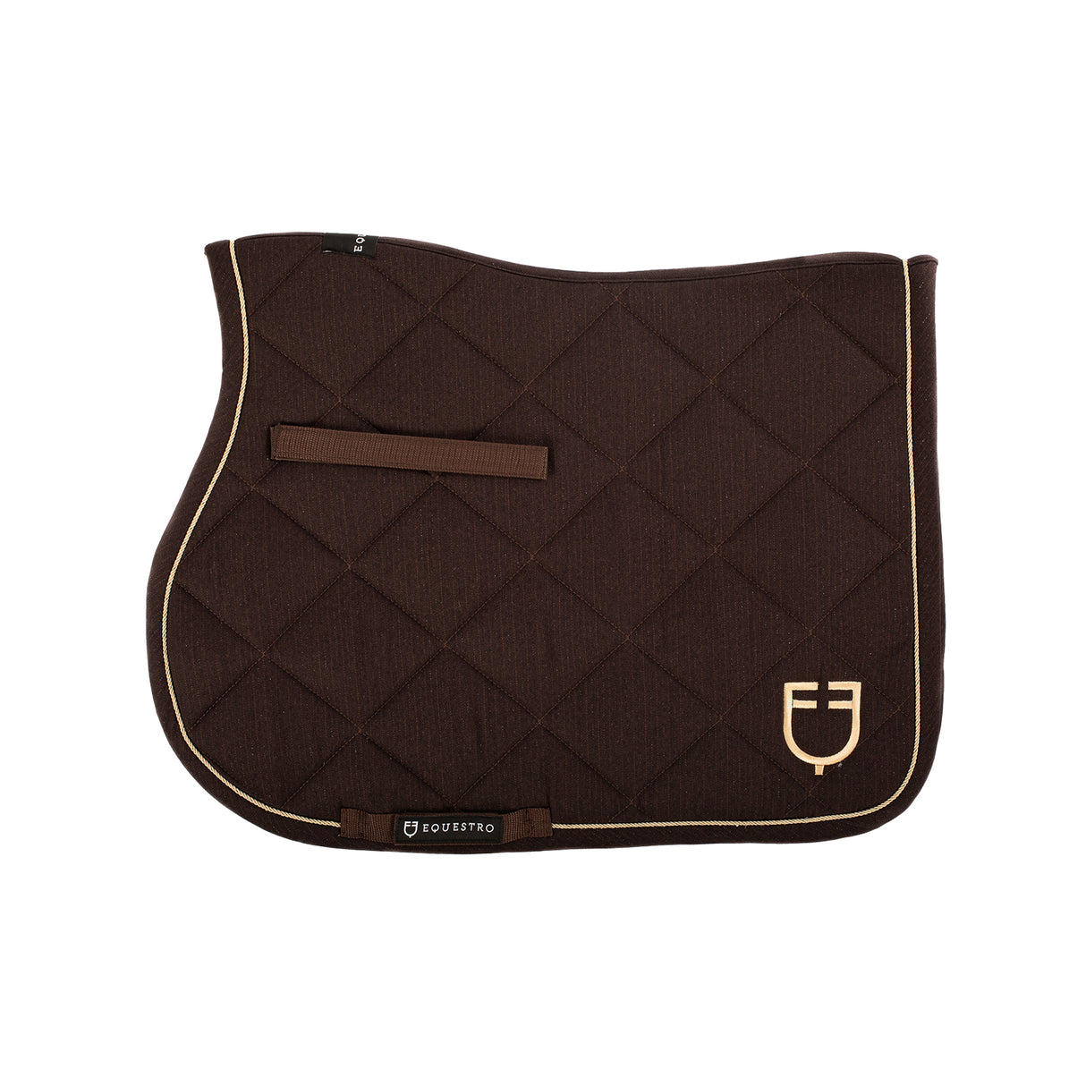 Equestro Jumping Saddle Pad In Cotton With Trimmings With Logo #colour_brown