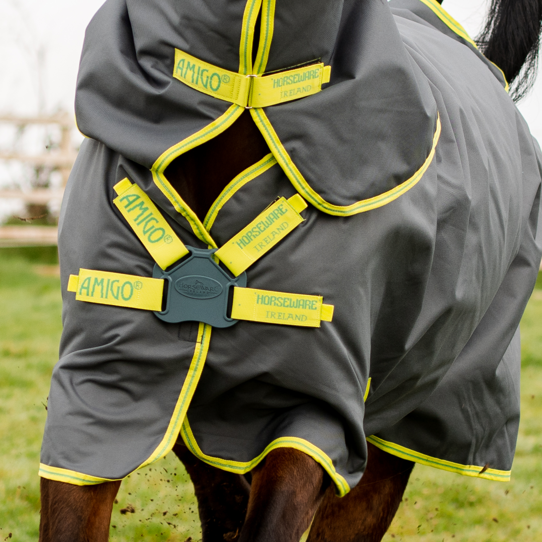 Horseware Ireland Amigo Hero 900 Plus Disc Front Closure Turnout Lite 100g #colour_grey-lime-green