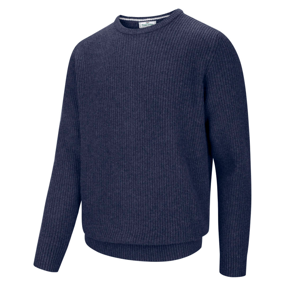Hoggs of Fife Borders Men's Ribbed Knit Jumper #colour_indigo