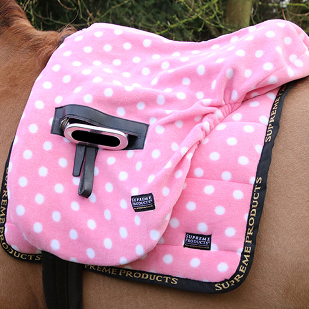 Supreme Products Ride on Dotty Fleece Saddle Cover #colour_pretty-pink