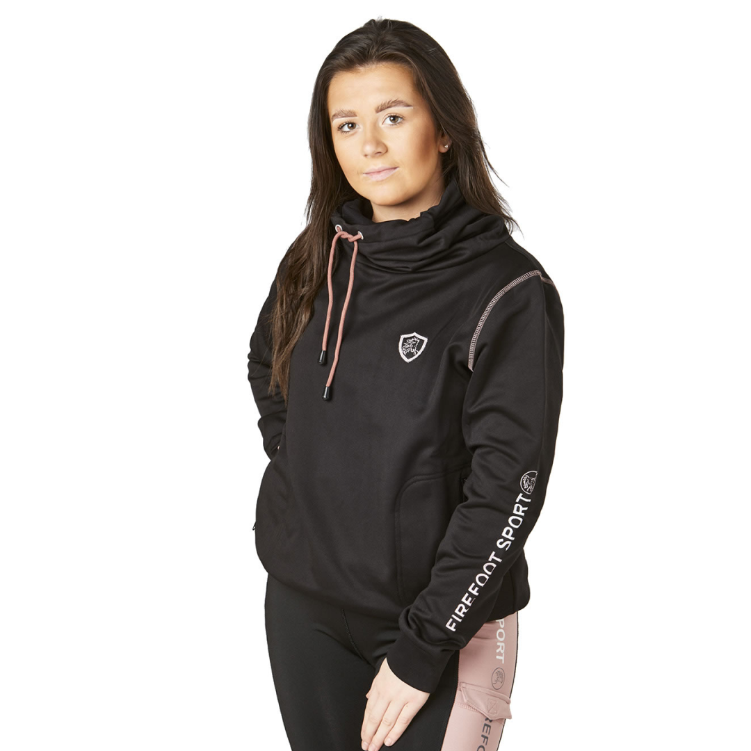 Firefoot Ladies Rolled Neck Top #colour_black-rose-gold