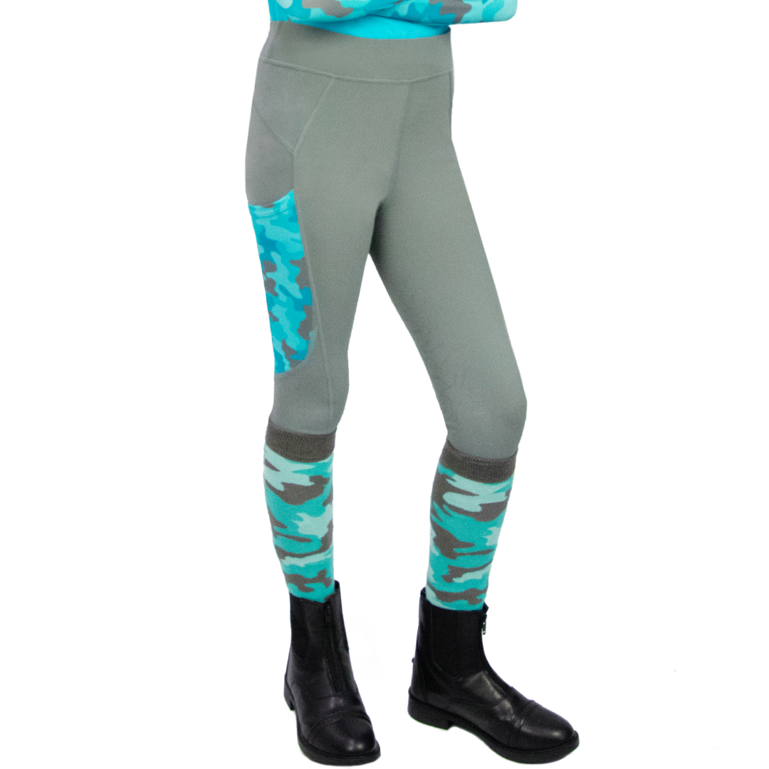 Hy Equestrian DynaForce Children's Riding Tights #colour_pacific-grey