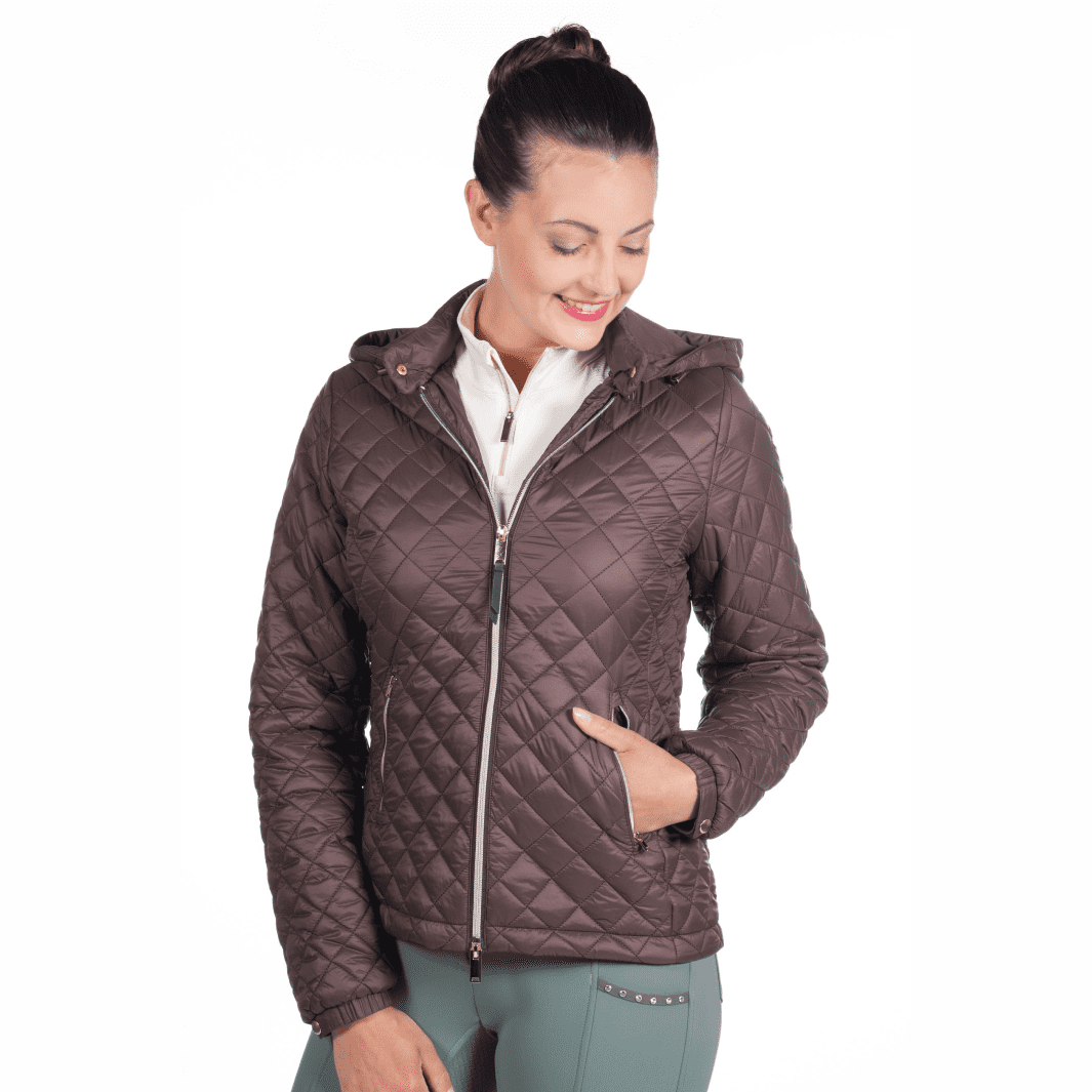 HKM Stella Quilted Jacket #colour_dark-brown