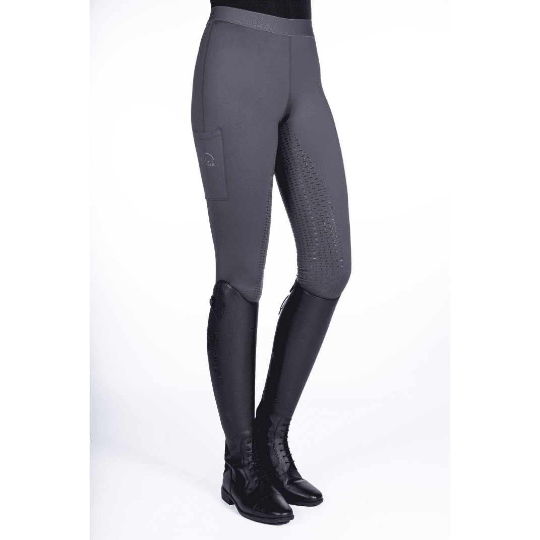 HKM Bella Silicone Full Seat Riding Leggings #colour_deep-grey