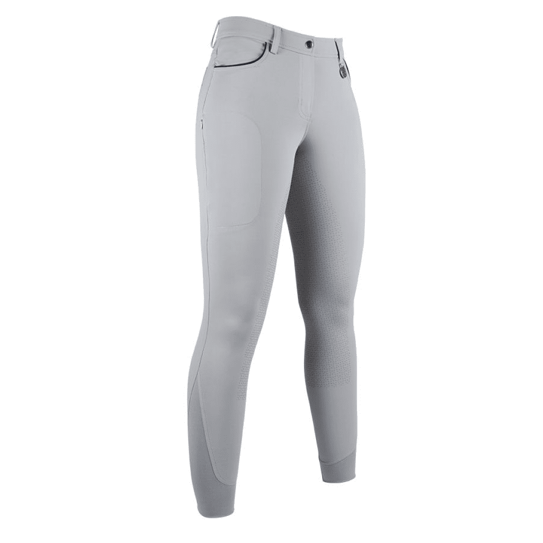 HKM Equilibrio Style Silicone Full Seat Riding Breeches #colour_light-grey