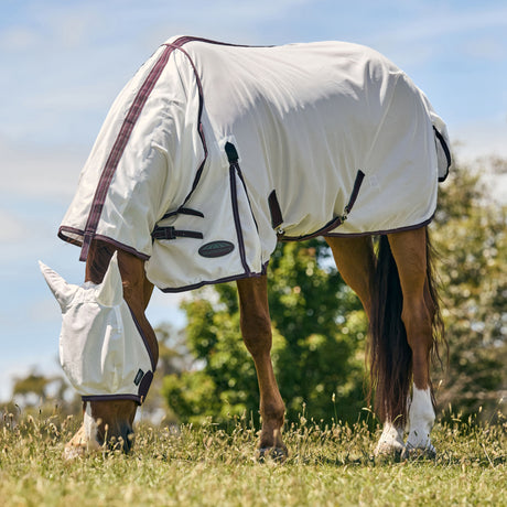 WeatherBeeta ComFiTec Essential Mesh II Combo Neck Fly Rug #colour_white-maroon-grey