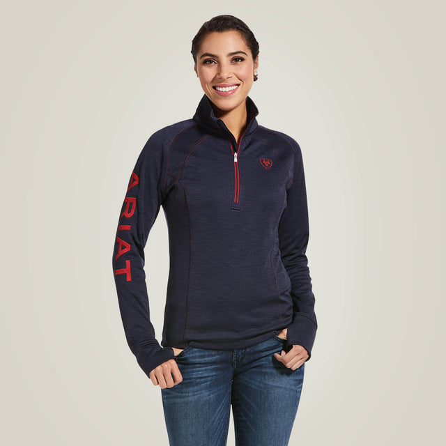 Ariat Women's Tek Team 1/2 Zip Sweatshirt - Navy Heather #colour_blue