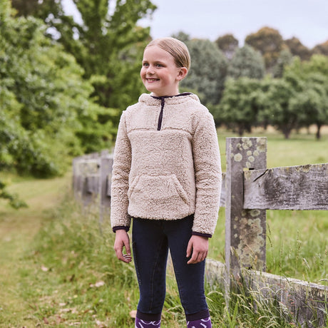 Dublin Kids Talia Teddy Pullover #colour_natural-fur-plum-perfect-trim