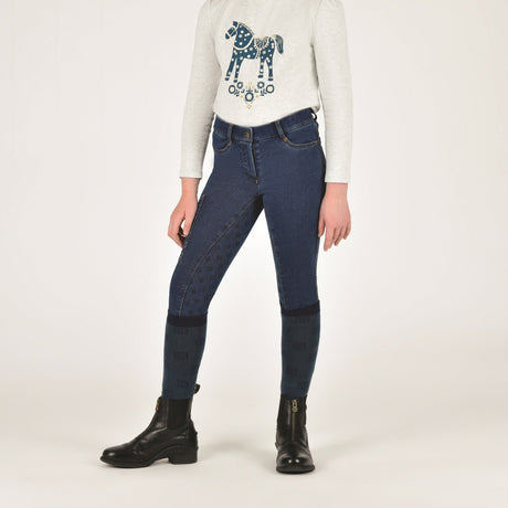 Dublin Kids Shona Denim Full Seat Breeches #colour_light-blue-denim