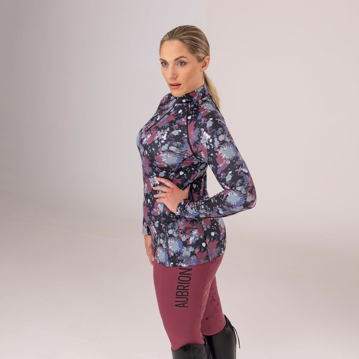 Shires Aubrion Ladies React Long Sleeve Base Layer #colour_abstract