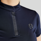 Montar MoBriella Short Sleeved Training Shirt with Gun Metal Crystals #colour_navy