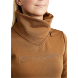 Montar MoNaja High Collar Sweatshirt with Gun Metal Crystal Logo #colour_toffee