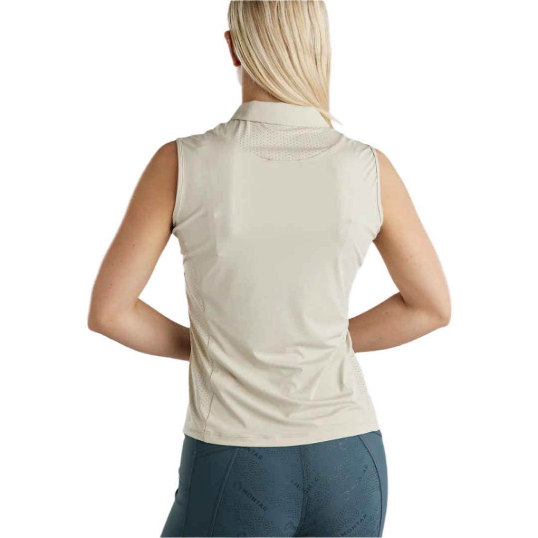 Montar MoStella Sleeveless Training Shirt with Mesh & Contrast Stated Logo Print #colour_light-silver-grey