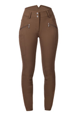 HKM Women's Silicone Full Seat Riding Breeches -Lia High Waist- #colour_brown