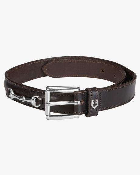 Equestro Leather Belt With Snaffle Bits #colour_brown-silver
