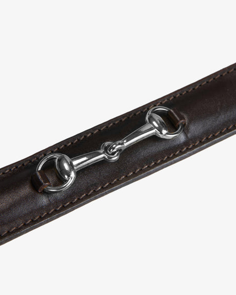 Equestro Leather Belt With Snaffle Bits #colour_brown-silver