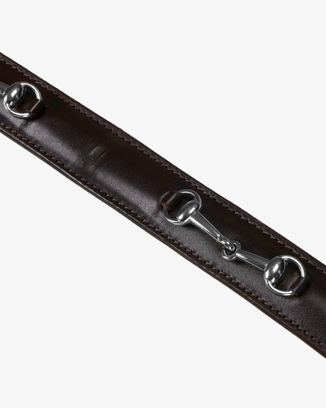 Equestro Leather Belt With Snaffle Bits #colour_brown-silver