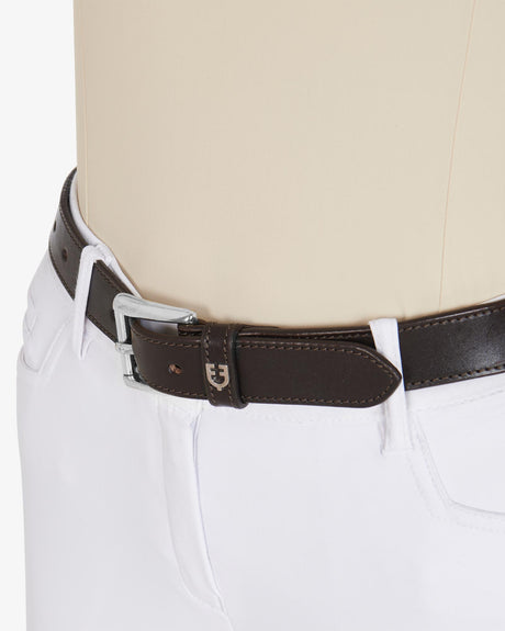 Equestro Leather Belt With Snaffle Bits #colour_brown-silver