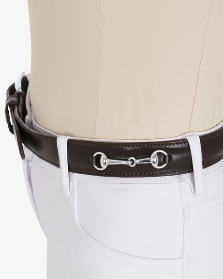 Equestro Leather Belt With Snaffle Bits #colour_brown-silver