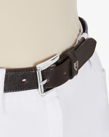 Equestro Leather Belt With Snaffle Bits #colour_brown-silver