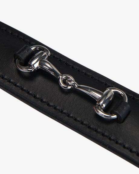 Equestro Leather Belt With Snaffle Bits #colour_black-silver