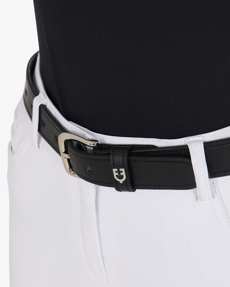 Equestro Leather Belt With Snaffle Bits #colour_black-silver