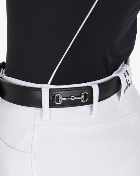 Equestro Leather Belt With Snaffle Bits #colour_black-silver