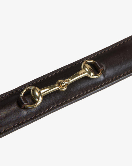 Equestro Leather Belt With Snaffle Bits #colour_brown-gold