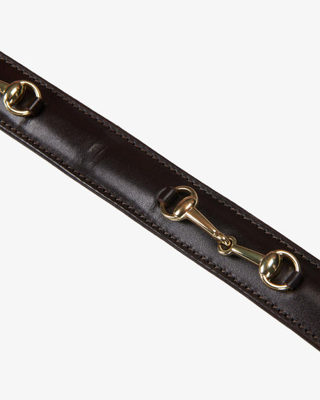 Equestro Leather Belt With Snaffle Bits #colour_brown-gold